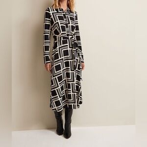 New Phase Eight April Geo Midi Dress US Size 10 UK 14